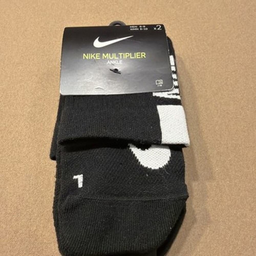 Nike Multiplier Running Ankle Socks 2 Pairs Men's Black Multi Size Medium